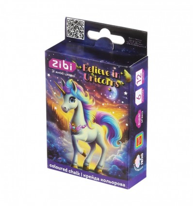 Мел цветной квадратный, UNICORN, 12 шт., картонная коробка