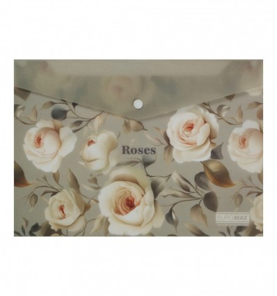 Папка-конверт на кнопці ARABESKI, А4, непрозорий матовий, пластик, світло-сірий