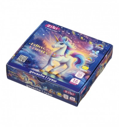 Гуашь UNICORN 16 цветов х 20мл, в карт.коробке