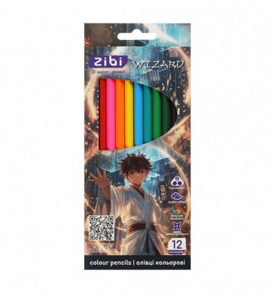 Олівці кольорові ANIME, тригранний корпус, 12 кольорів