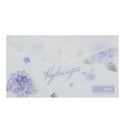 Папка-конверт на кнопці DL ARABESKI, матовий непрозорий пластик, світло-синій