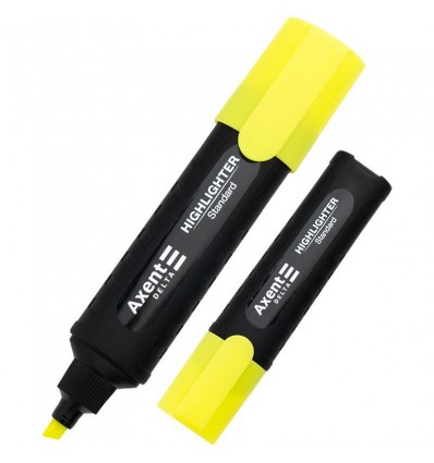 Маркер Axent Delta Highlighter Standard D2505-08, 1-5 мм, клиновидный желтый
