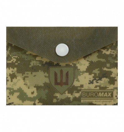 Папка-конверт на кнопці ,MILITARY A7, непрозорий матовий, пластик, зелений