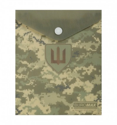 Папка-конверт на кнопке, MILITARY A6, непрозрачный матовый, пластик, зеленый