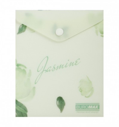 Папка-конверт на кнопці ARABESKI, А6, матовий напівпрозорий пластик, м'ятний