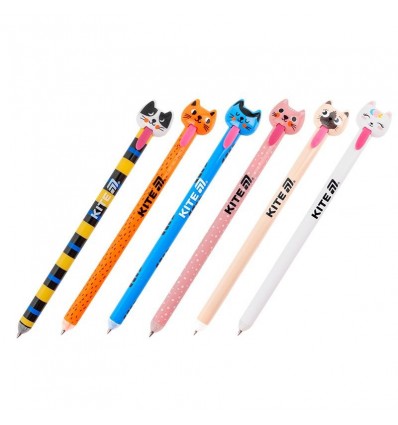 Ручка гелева автоматична "пиши-стирай" Cats K25-027, синя