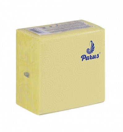 Салфетки столовые бумажные 33х33 см, 100 шт., в п/п упаковке, желтые Parus