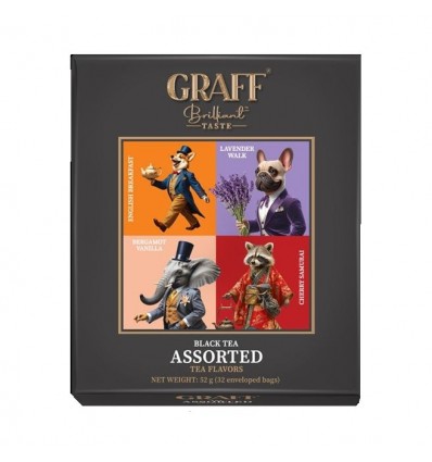 Чай чорний байховий асорті 52.8 г (1.65г*32) пакети-саше, «Асорті чайних смаків» GRAFF