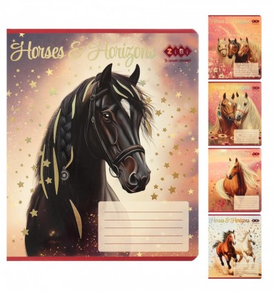 Тетрадь ученическая школьная HORSES, 24л., клетка, KIDS LINE