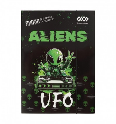 Папка для работы и тетрадей UFO, картонная, на резинке А4 (225x316мм), KIDS Line