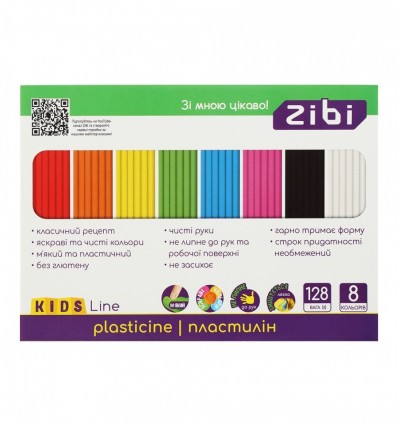 Пластилін 8 кольорів, 128г, KIDS Line, ZB.6272