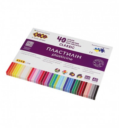 Пластилін CLASSIC 40 кольорів, 800 г, KIDS Line, ZB.6242