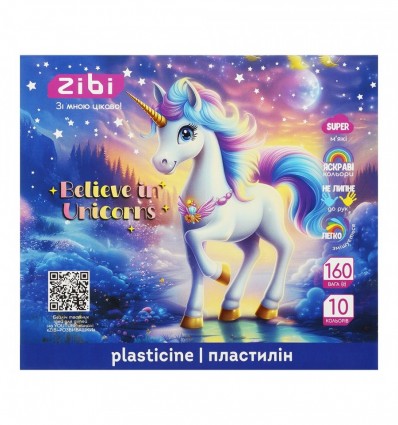 Пластилін UNICORN 10 кольорів, 160г, KIDS Line, ZB.6281