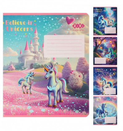 Зошит учнівський шкільний UNICORN, 12 арк., клітинка, KIDS LINE