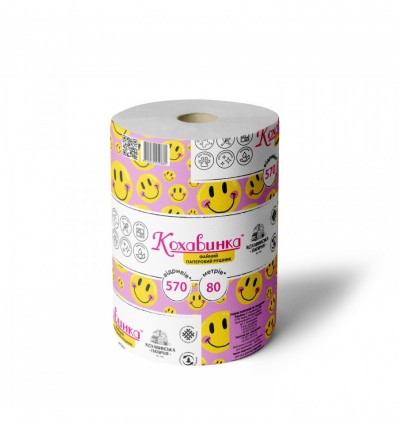 Рушники макулатурні 80м, 570 відривів, на гільзі, зелений КОХАВИНКА