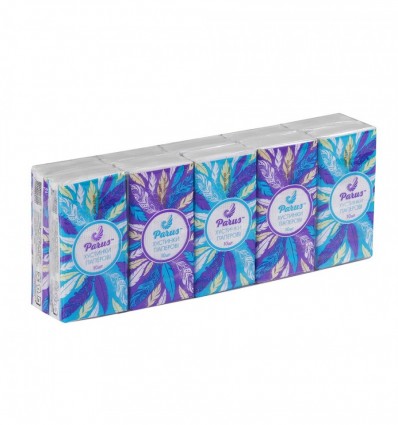 Хустинки паперові 2-х шар., 10 шт., білі, не аром., Parus