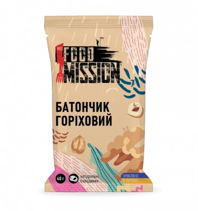 Батончик горіховий 40г Food Mission