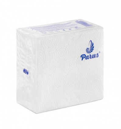 Салфетки столовые бумажные 33х33 см, 100 шт., в п/п упаковке, белые Parus