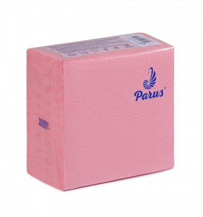 Салфетки столовые бумажные 33х33 см, 100 шт., в п/п упаковке, розовые Parus