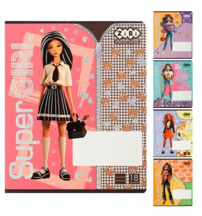 Зошит учнівський шкільний SUPER GIRL, 18арк., лінія, KIDS LINE