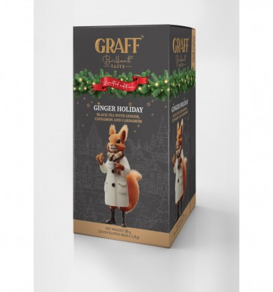 Чай черный байховый с имбирем, корицей и кардамоном 36г (1,8г*20), сашет, "Ginger holiday" GRAFF, gr