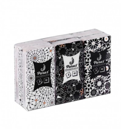 Платки бумажные 3-х слой., 10 шт, белые, не аром., Parus