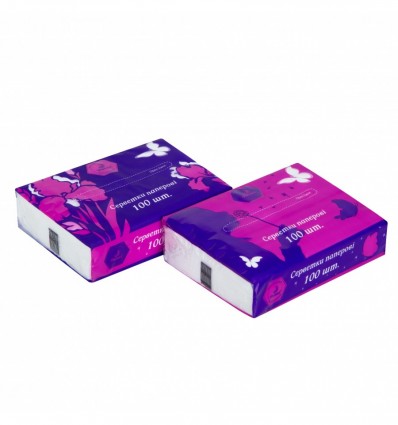 Серветки косметичні 200х133 мм, 100 шт., 2-х шар., в п/п упак., білі Parus