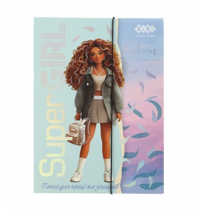 Папка для работы и тетрадей SUPER GIRL, картонная, на резинке А4, KIDS Line