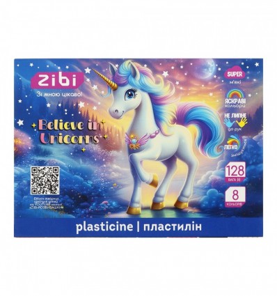 Пластилин UNICORN 8 цветов, 128г, KIDS Line, ZB.6280
