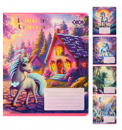 Зошит учнівський шкільний UNICORN, 12 арк., лінія, KIDS LINE
