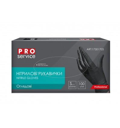 Перчатки Pro нитриловые нестерильные неприпудренные черные S 100шт