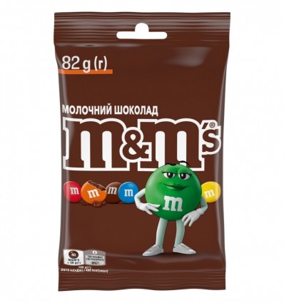 Драже M&M`s с молочным шоколадом покрыты разноцветной сахарной глазурью 82г
