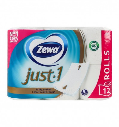 Папір туалетний Zewa Just 1 5-ти шаровий 71 лист 12шт