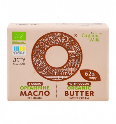 Масло вершкове Organic Milk органічне з какао 62% 180г