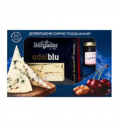 Набор Bergader&Endorfine Сыр 60% полутвердый Эделблу Гурме 0.1кг + Варенье вишневое с грецким орехом