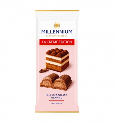 Шоколад Millennium La Creme Edition молочний з кремовою начинкою зі смаком Тірамісу 100г
