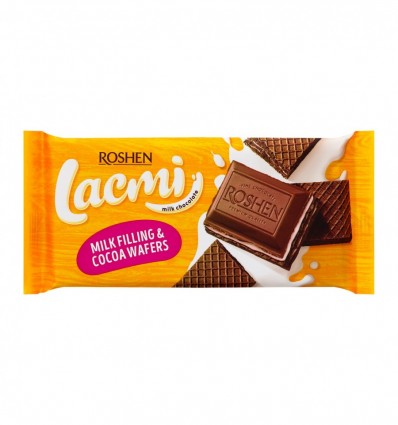Шоколад Roshen молочний з молочною начинкою та вафлею 90г