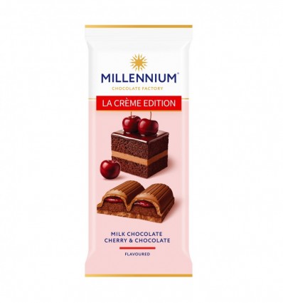Шоколад Millennium La Creme Edition молочный с кремовой и вишневой начинкой 100г