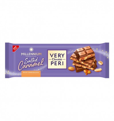 Шоколад Millennium Very Peri молочный с начинкой измельченным арахисом и соленой карамелью 285г