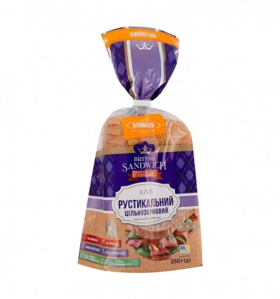 Хлеб Киевхлеб Рустикальный нарезной цельнозерновой 350г