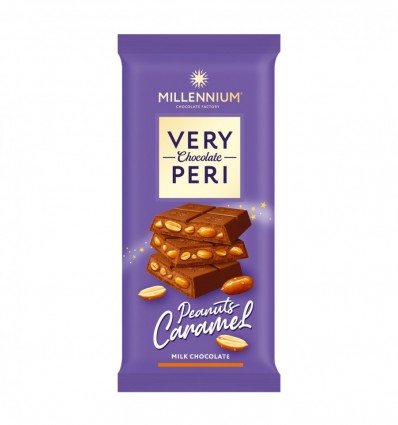 Шоколад Very Peri молочный с начинкой измельченным арахисом и соленой карамелью 105г