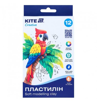 Пластилін восковий Kite Creative K-086 12 кольорів, 200 г