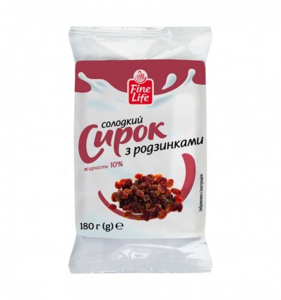 Сирок Fine Life з родзинками 10% 180г