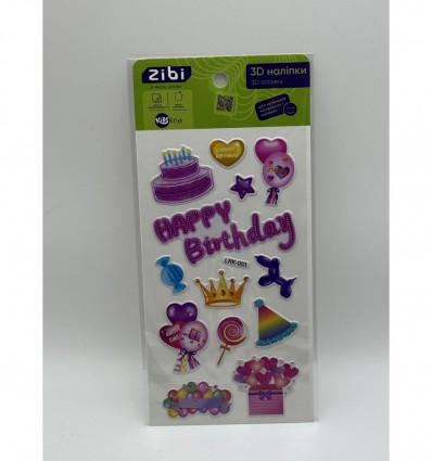 3D наліпки Happy Birthday Рожева вечірка 18 см, KIDS Line ZB.63351