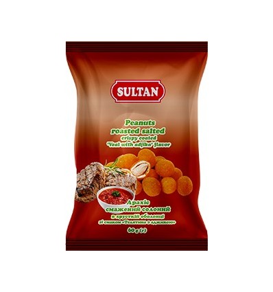 Арахис жареный ТМ Sultan slt.51790, соленый в хрустящей оболочке со вкусом телятины, 60г.