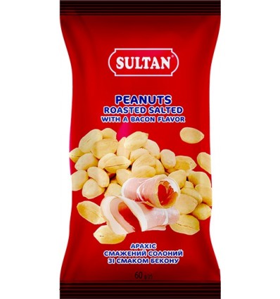 Арахис жареный ТМ Sultan slt.50427, соленый со вкусом бекона, 60г