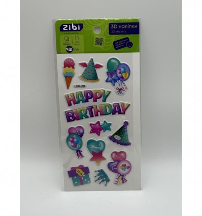 3D наліпки Happy Birthday Райдужна вечірка 18 см, KIDS Line ZB.63352