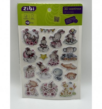 3D наліпки Милі звірята 19 см, KIDS Line ZB.63400