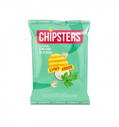 Chipster`s Чипси картопляні велика хвиля зі смаком Сметана та зеленнь 95г