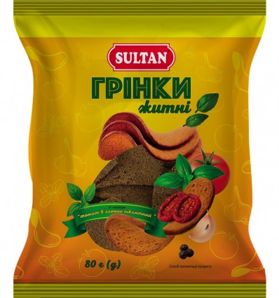 Грінки житні " в'ялені томати", 80г ТМ Sultan slt.52650